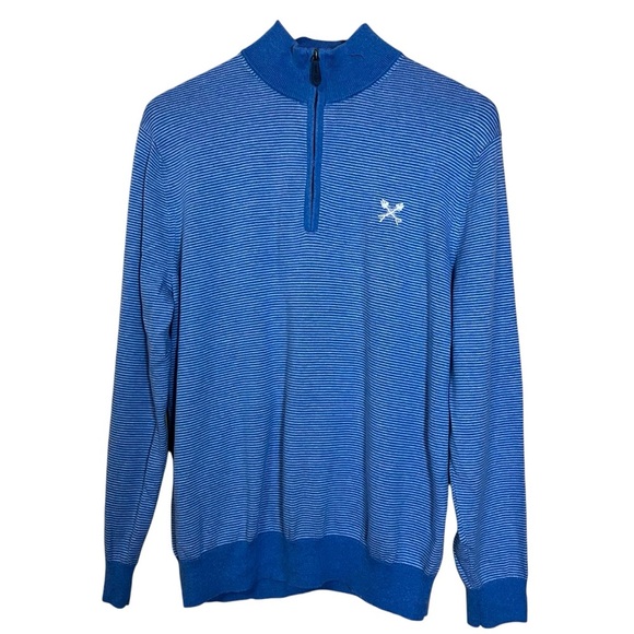 Vineyard Vines Mens Fish Bones Thaxter Cashmere Blend Quarter Zip Blue Sz Large - Picture 1 of 7